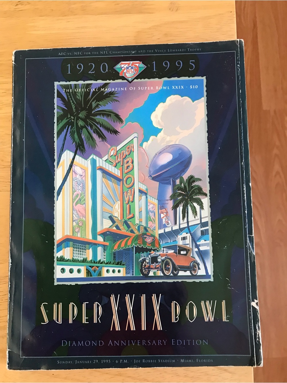 NFL Super Bowl XXIX Diamond Anniversary Edition Program - Blue, Green, Pink